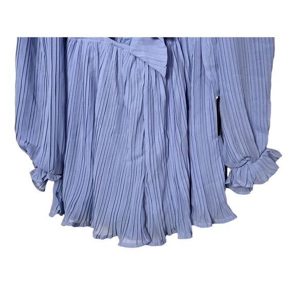 NWT Lulus XS Blue Pleated Long Sleeve Romper Women's Romper - Picture 7 of 13